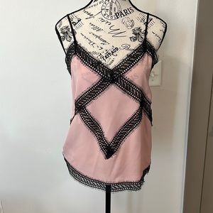 Aqua cami in pink with black lace
